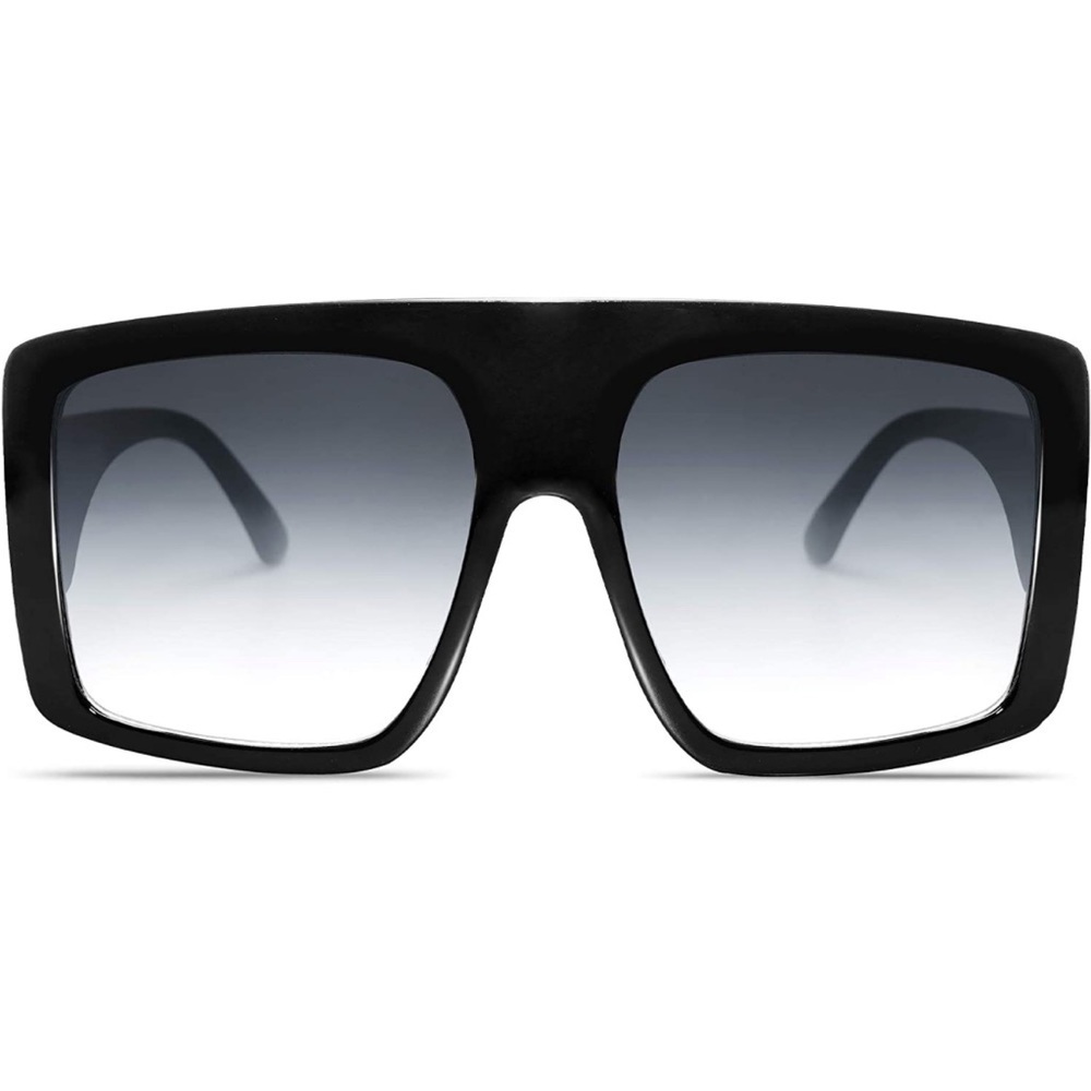 Woman’s BLACK Oversized Square FASHION FORWARD Flat Top Sunglasses For baddies - Picture 4 of 10